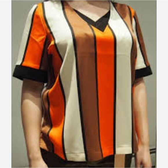 Scotch & Soda Maison Scotch Striped V neck Short Sleeve Top - Picture 3 of 11